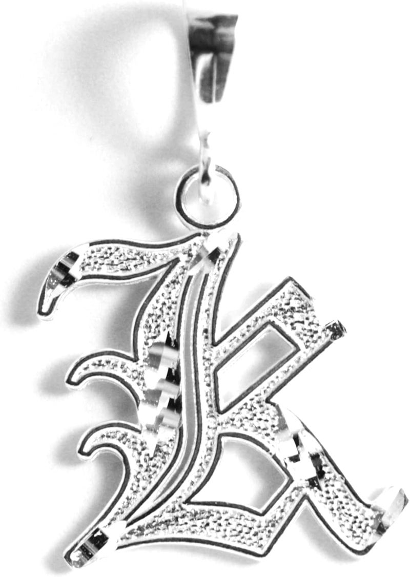 Deidreamers Personalized Gothic Old english Sterling Silver Initial A-Z Pendant. - Image 1